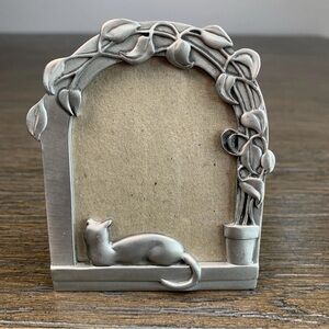 Vintage 1985 Pewter Cat in Window Mini 3.5” X 3” Photo Picture Frame Seagull